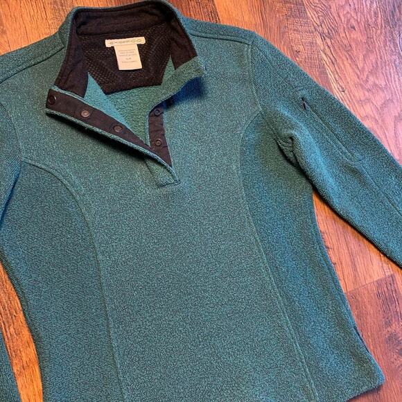 2008 Exofficio Teal Green 1/4 Button Up Pull Over Sweater - Picture 3 of 7
